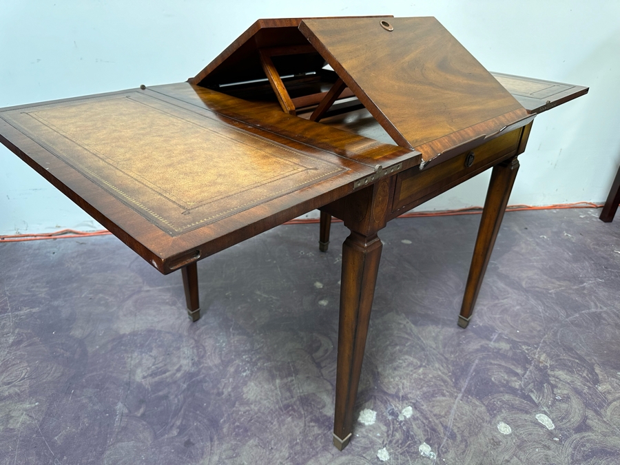 Maitland-Smith Wooden Gaming Table With Two Drawers Missing One Drawer Pull 30W X 30.5D X 32H [Photo 17]