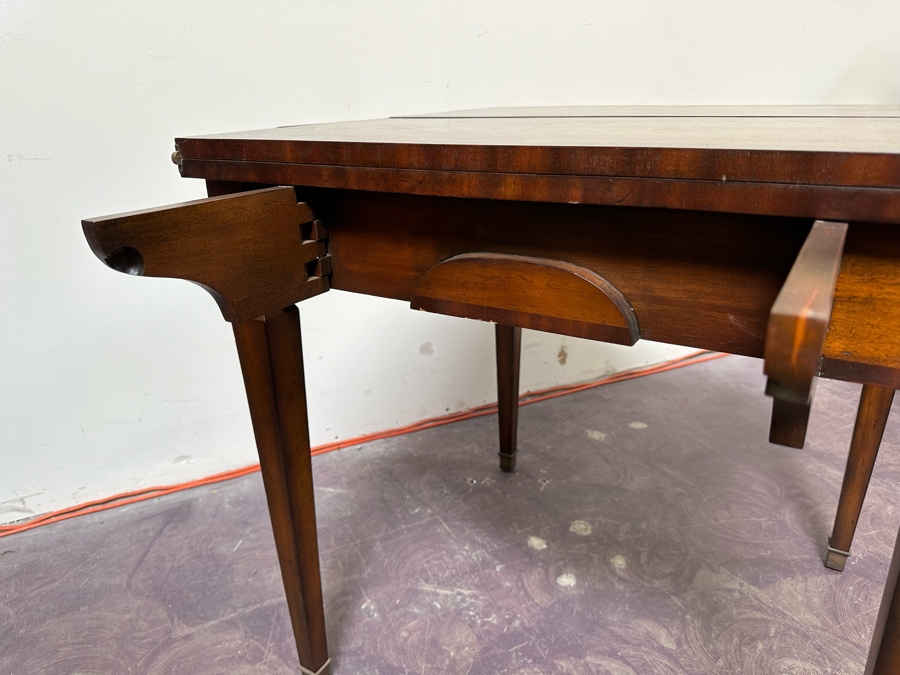 Maitland-Smith Wooden Gaming Table With Two Drawers Missing One Drawer Pull 30W X 30.5D X 32H [Photo 25]