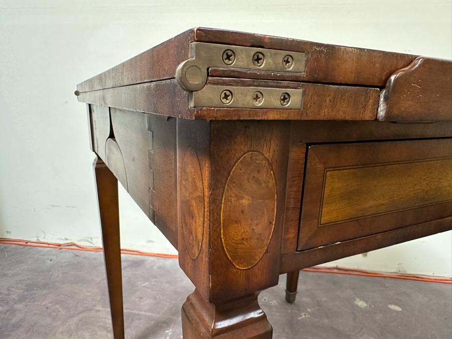 Maitland-Smith Wooden Gaming Table With Two Drawers Missing One Drawer Pull 30W X 30.5D X 32H [Photo 21]