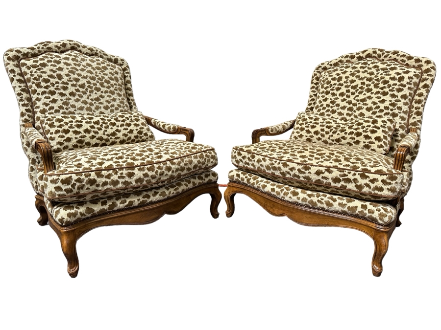 Pair Of Upholstered Armchairs (One Chair Has Skuffs On Left Arm - See Photos) 33W X 36D X 40H [Photo 1]