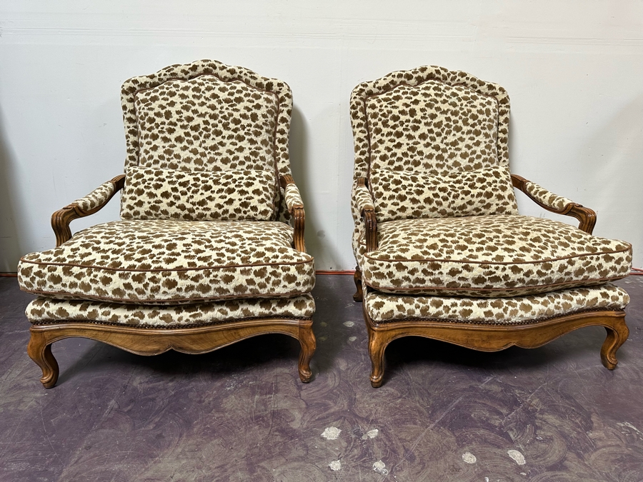 Pair Of Upholstered Armchairs (One Chair Has Skuffs On Left Arm - See Photos) 33W X 36D X 40H [Photo 4]