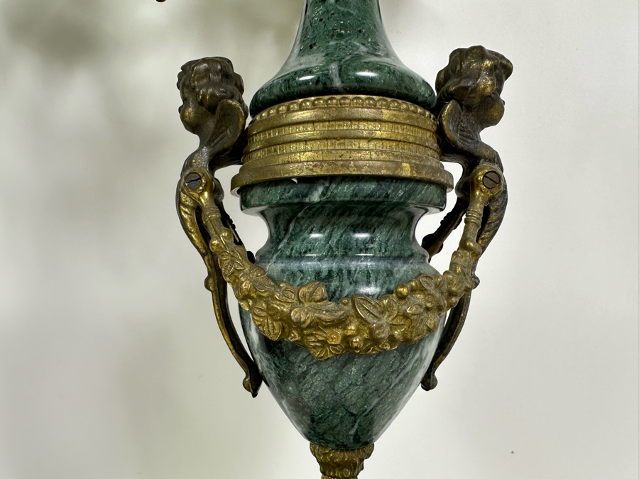 Pair Of Italian Marble And Brass Candelabra 24.5H [Photo 5]