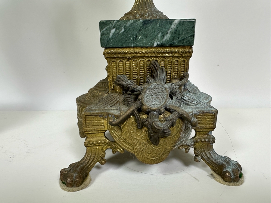 Pair Of Italian Marble And Brass Candelabra 24.5H [Photo 9]