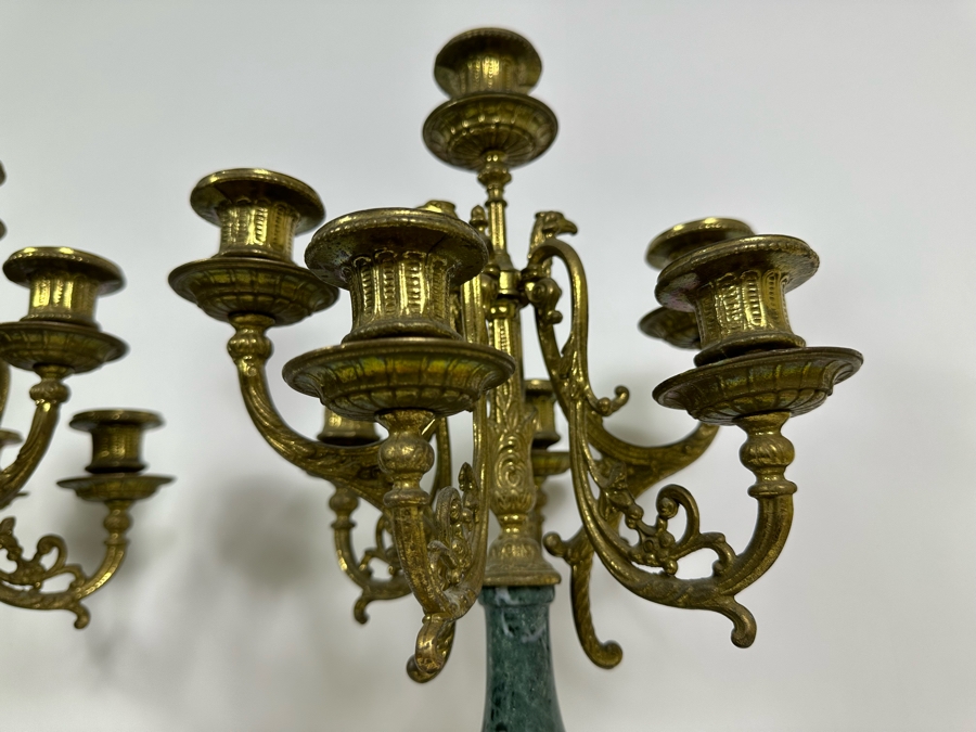 Pair Of Italian Marble And Brass Candelabra 24.5H [Photo 6]