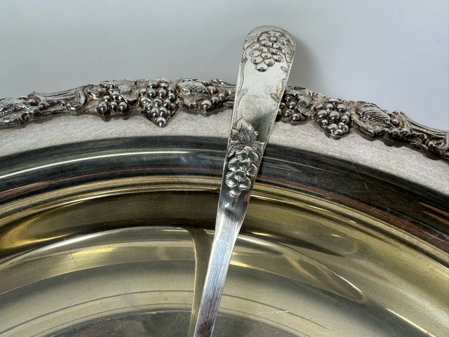 Large Sheridan EP Brass Punch Bowl 18W X 9H With Ladle, Round Tray And 12 Cups [Photo 12]