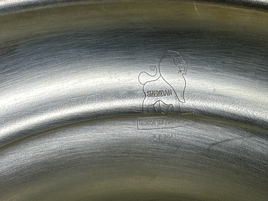 Large Sheridan EP Brass Punch Bowl 18W X 9H With Ladle, Round Tray And 12 Cups [Photo 13]