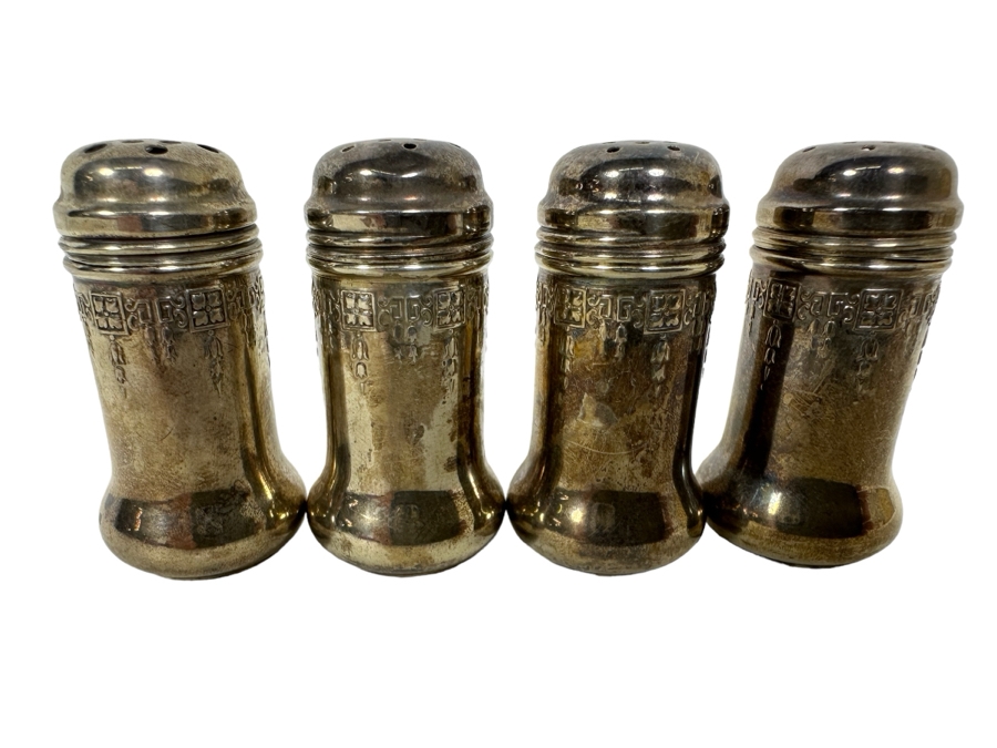 Four Small Sterling Silver Salt & Pepper Shakers 35.3g [Photo 1]
