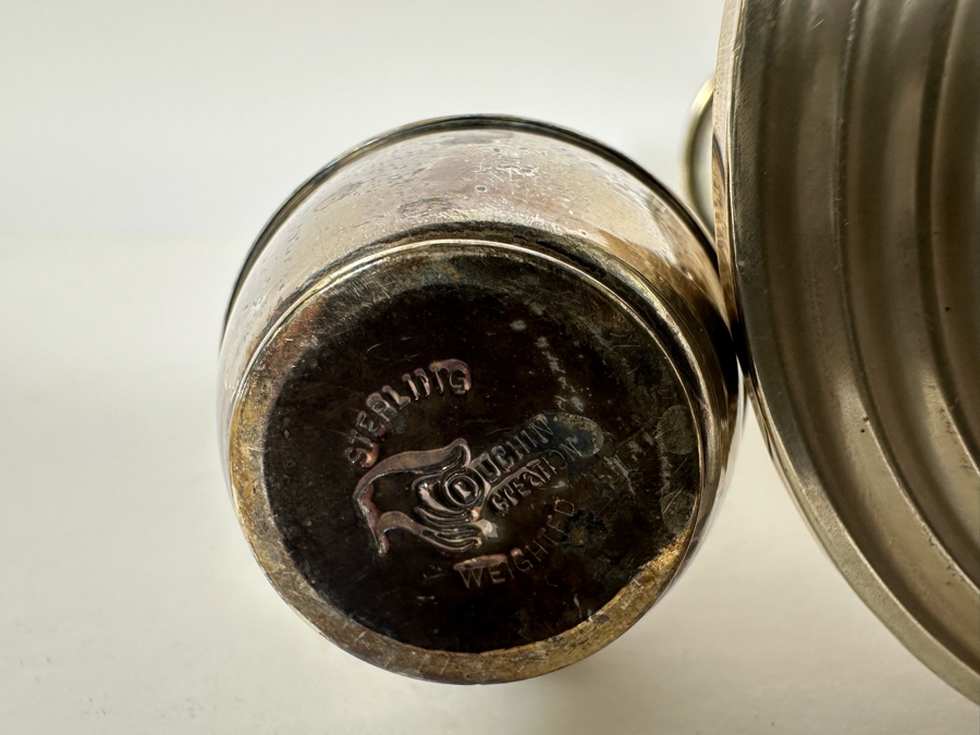 Pair Of Weighted Sterling Silver Candleholders 5H And Weighted Salt & Pepper Shakers [Photo 8]