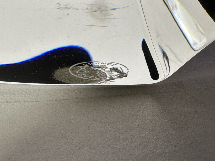 Rare Baccarat Crystal Blue Oceanie Flower Vase France (Heavy) Designed By Thomas Bastide 13.5W X 4D X 5H [Photo 9]