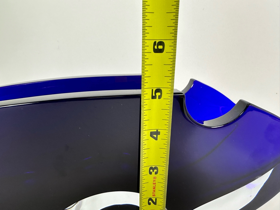 Rare Baccarat Crystal Blue Oceanie Flower Vase France (Heavy) Designed By Thomas Bastide 13.5W X 4D X 5H [Photo 18]