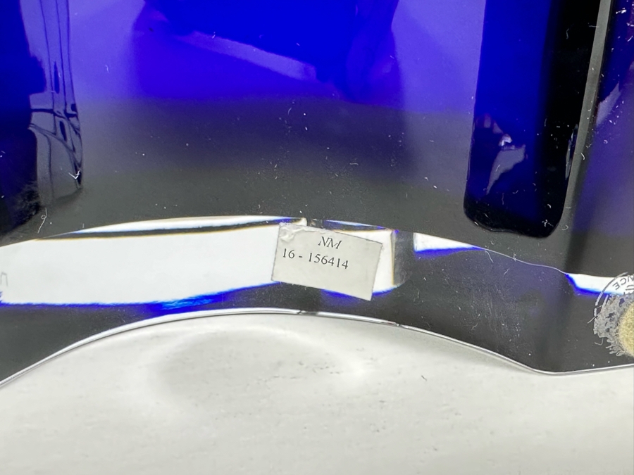 Rare Baccarat Crystal Blue Oceanie Flower Vase France (Heavy) Designed By Thomas Bastide 13.5W X 4D X 5H [Photo 15]