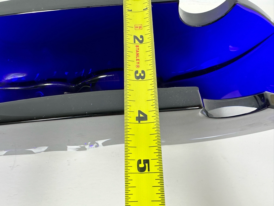 Rare Baccarat Crystal Blue Oceanie Flower Vase France (Heavy) Designed By Thomas Bastide 13.5W X 4D X 5H [Photo 17]