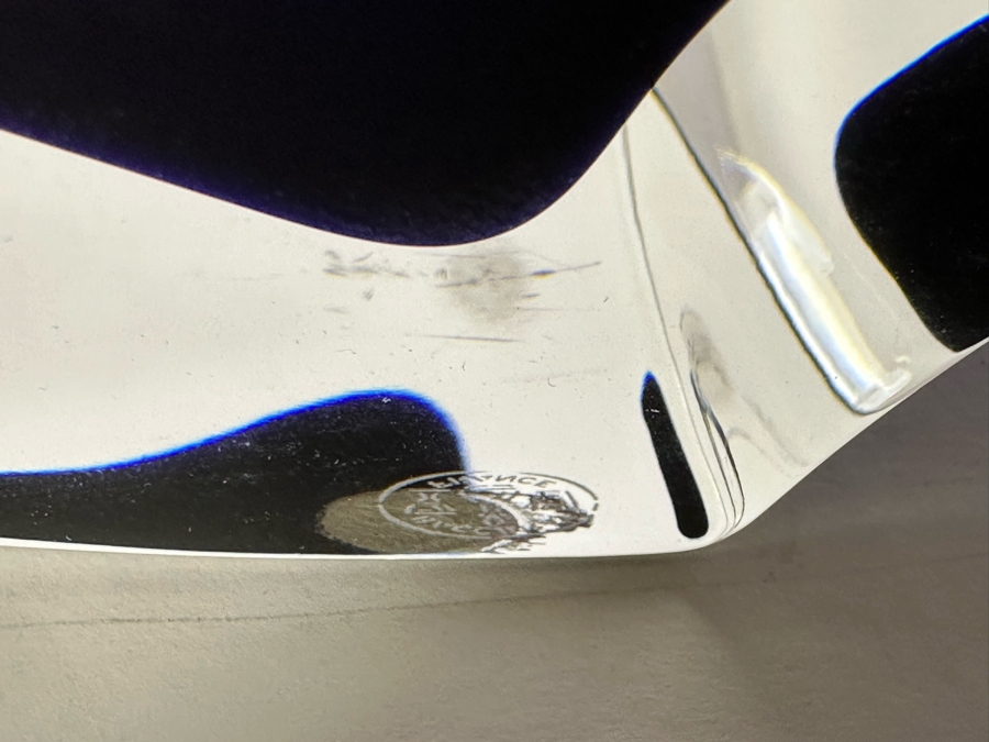 Rare Baccarat Crystal Blue Oceanie Flower Vase France (Heavy) Designed By Thomas Bastide 13.5W X 4D X 5H [Photo 8]