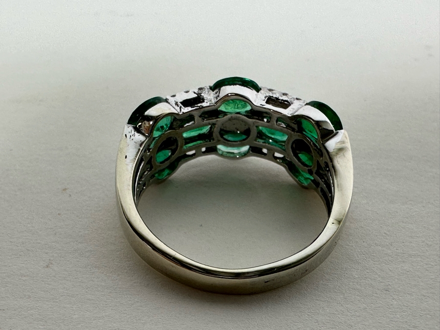 14K Gold Emerald & Diamond Ring Size 7.75 6.1g [Photo 17]