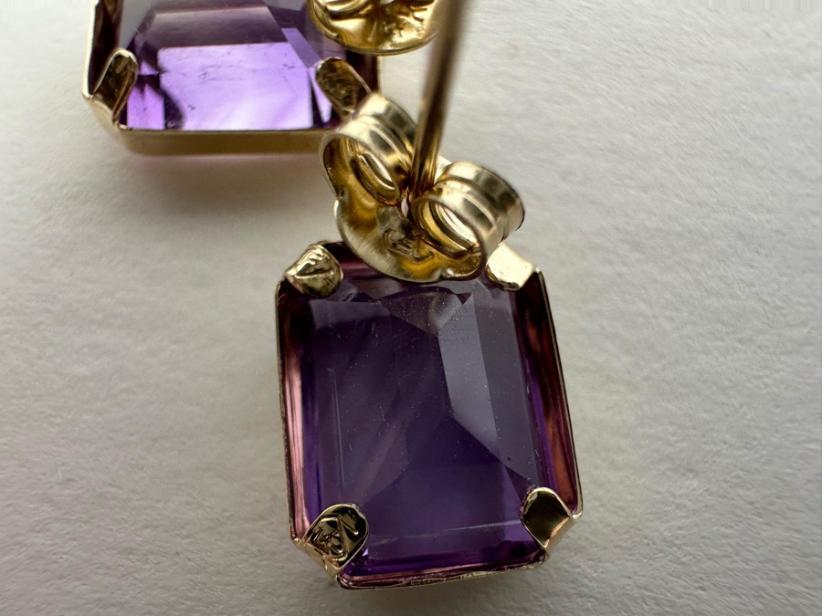 14K Gold Amethyst Earrings 2.3g [Photo 16]