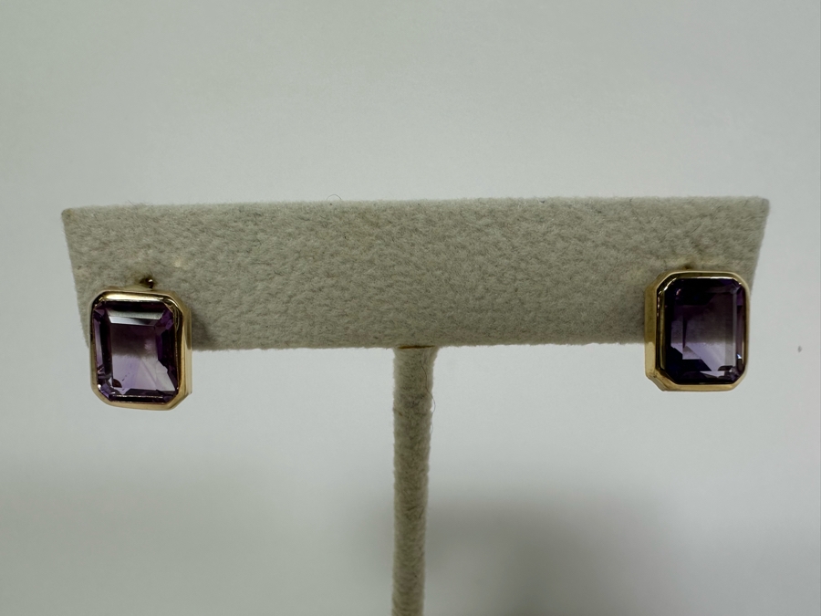 14K Gold Amethyst Earrings 2.3g [Photo 4]