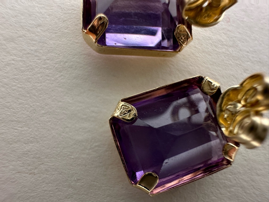 14K Gold Amethyst Earrings 2.3g [Photo 14]