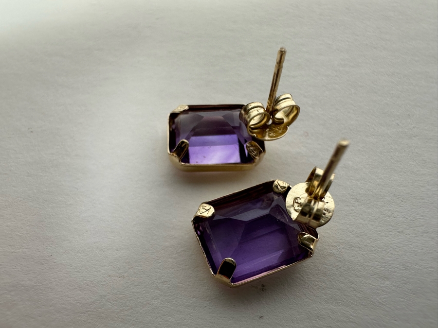 14K Gold Amethyst Earrings 2.3g [Photo 13]