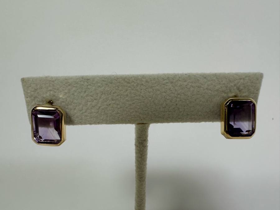 14K Gold Amethyst Earrings 2.3g [Photo 5]