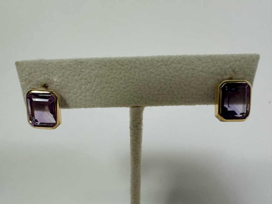 14K Gold Amethyst Earrings 2.3g [Photo 10]