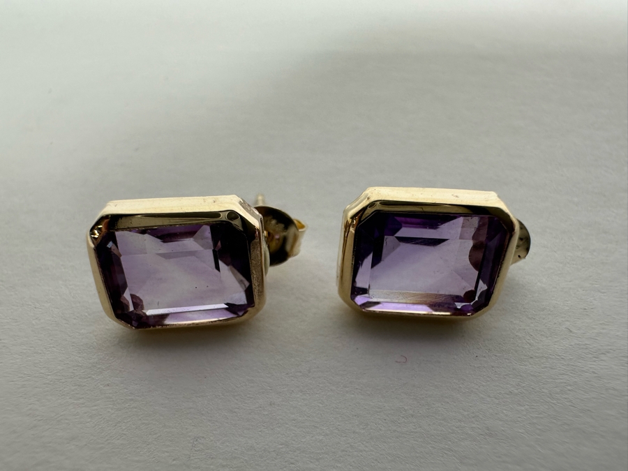 14K Gold Amethyst Earrings 2.3g [Photo 12]