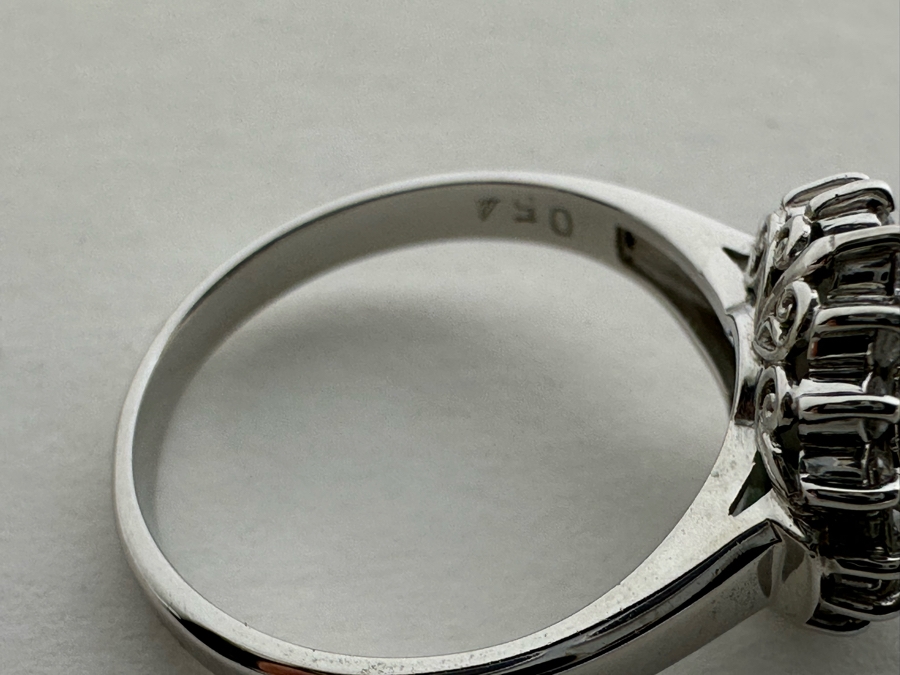 Platinum 900 Emerald & Diamond Ring Size 7 6.5g	 [Photo 16]