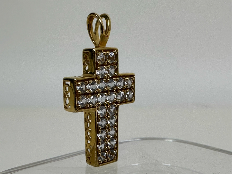 14K Gold Diamond Cross Pendant 3.1g [Photo 4]