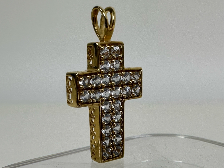 14K Gold Diamond Cross Pendant 3.1g [Photo 3]
