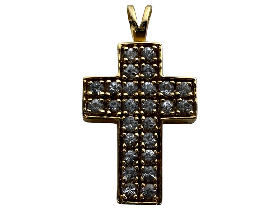 14K Gold Diamond Cross Pendant 3.1g [Photo 2]