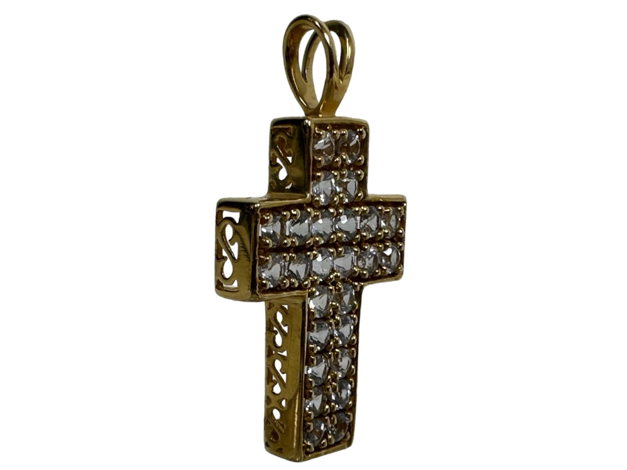 14K Gold Diamond Cross Pendant 3.1g