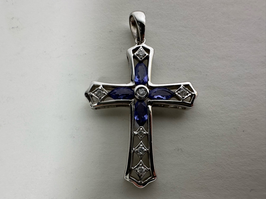 14K Gold Le Vian Diamond Cross Pendant 3.7g [Photo 2]