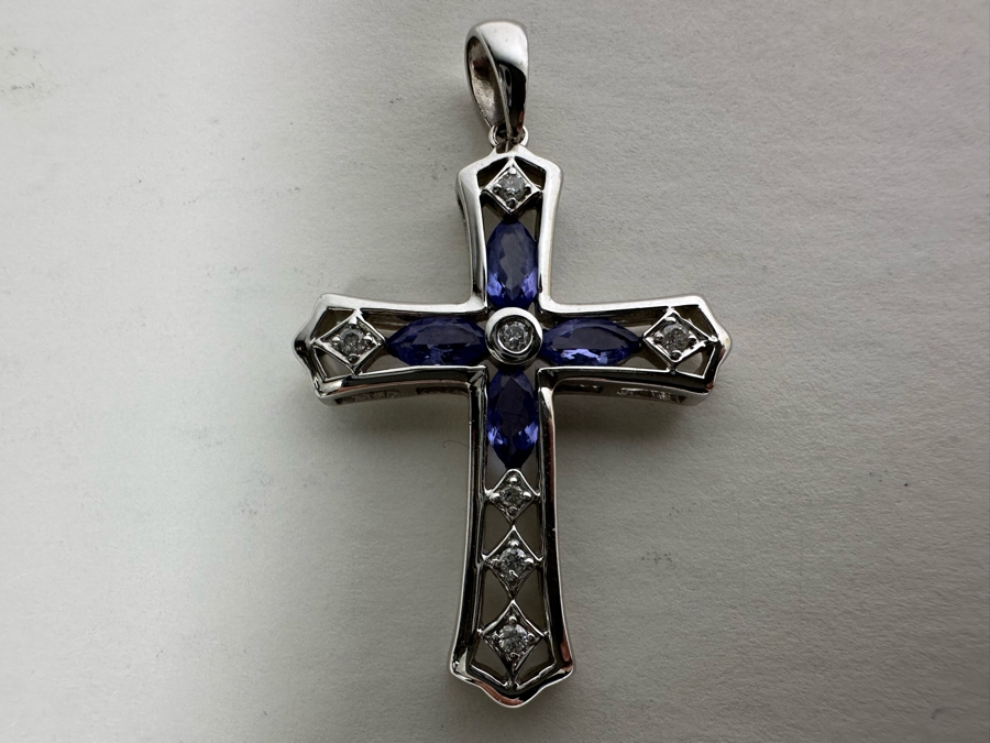 14K Gold Le Vian Diamond Cross Pendant 3.7g [Photo 3]