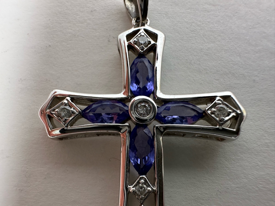 14K Gold Le Vian Diamond Cross Pendant 3.7g [Photo 4]