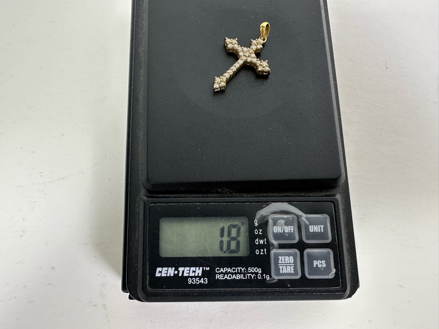 14K Gold Diamond Cross Pendant Signed JHK 1.8g [Photo 14]