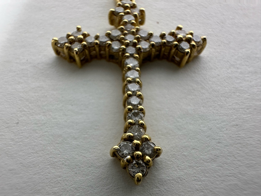 14K Gold Diamond Cross Pendant Signed JHK 1.8g [Photo 10]
