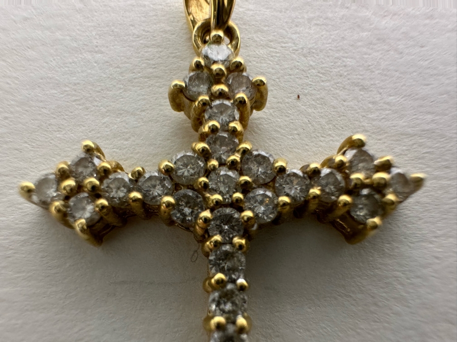 14K Gold Diamond Cross Pendant Signed JHK 1.8g [Photo 7]