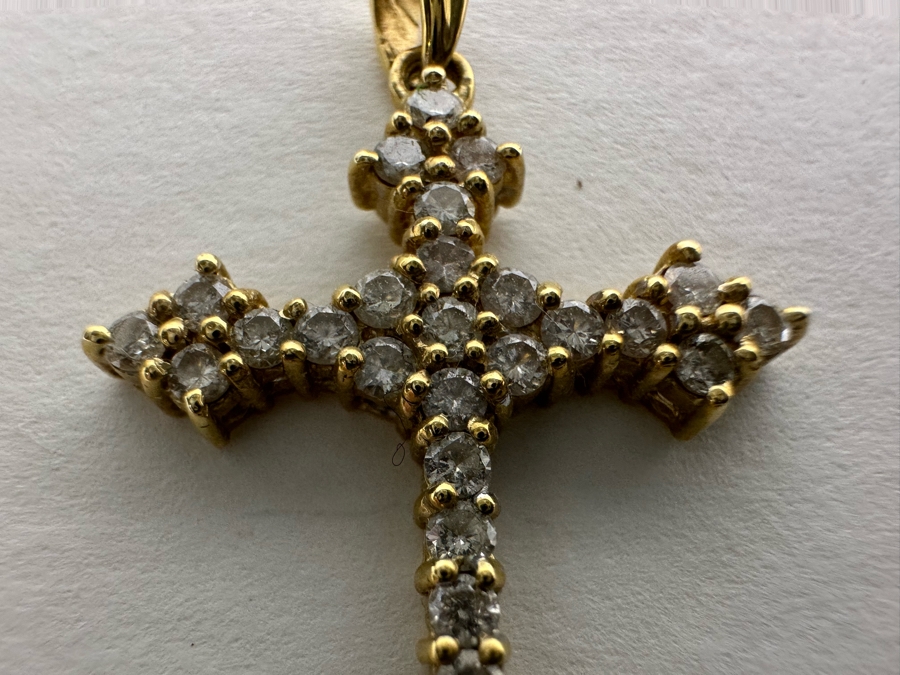 14K Gold Diamond Cross Pendant Signed JHK 1.8g [Photo 8]
