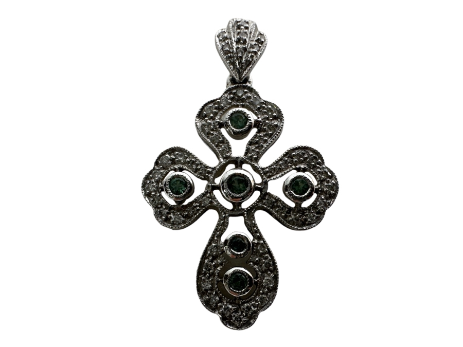 14K Gold Le Vian Diamond Cross Pendant 2.9g	 [Photo 1]