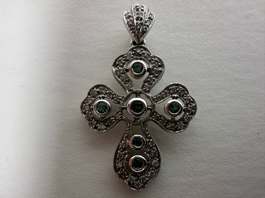 14K Gold Le Vian Diamond Cross Pendant 2.9g	 [Photo 7]