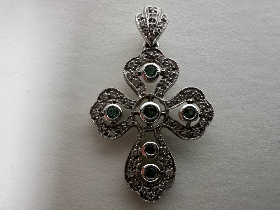 14K Gold Le Vian Diamond Cross Pendant 2.9g	 [Photo 8]