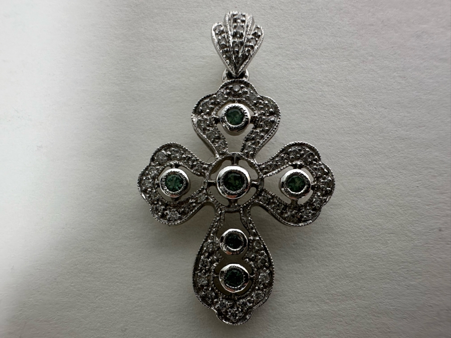 14K Gold Le Vian Diamond Cross Pendant 2.9g	 [Photo 3]