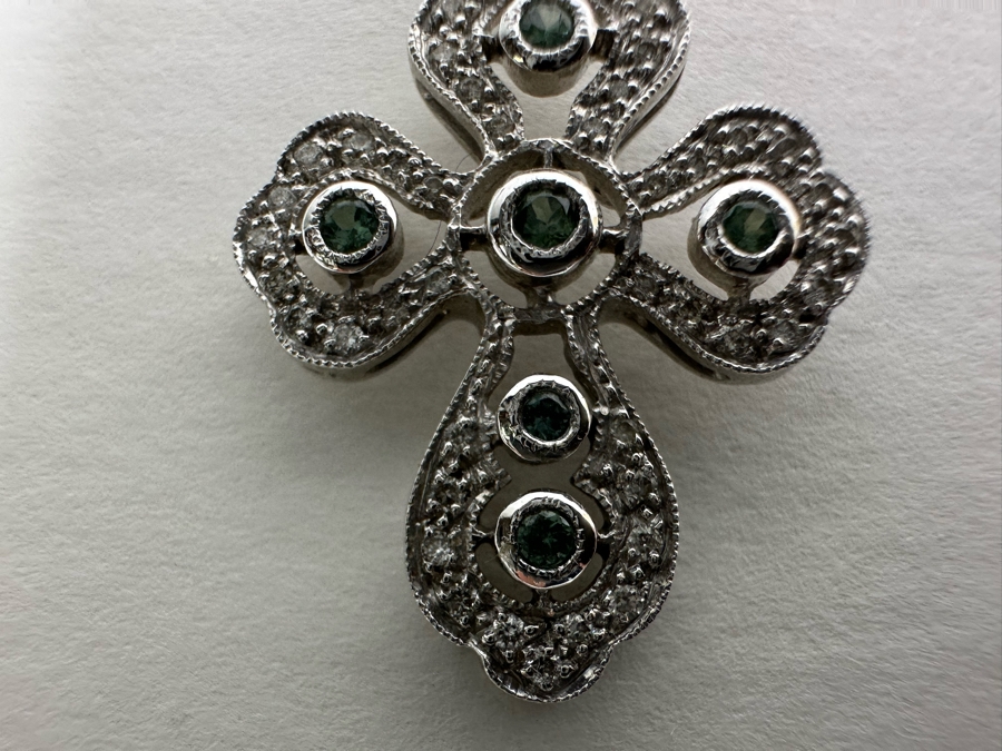 14K Gold Le Vian Diamond Cross Pendant 2.9g	 [Photo 4]