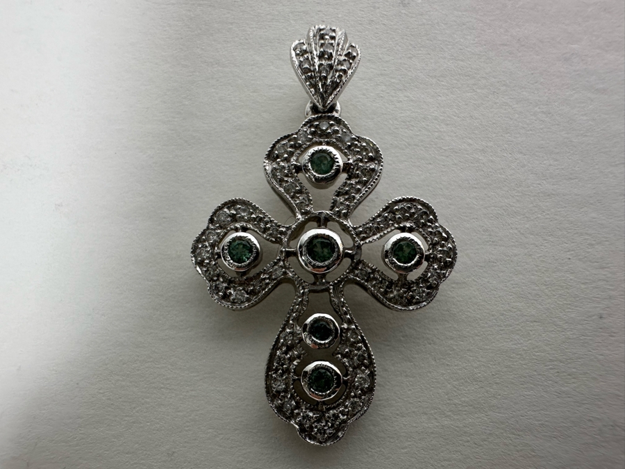 14K Gold Le Vian Diamond Cross Pendant 2.9g	 [Photo 2]