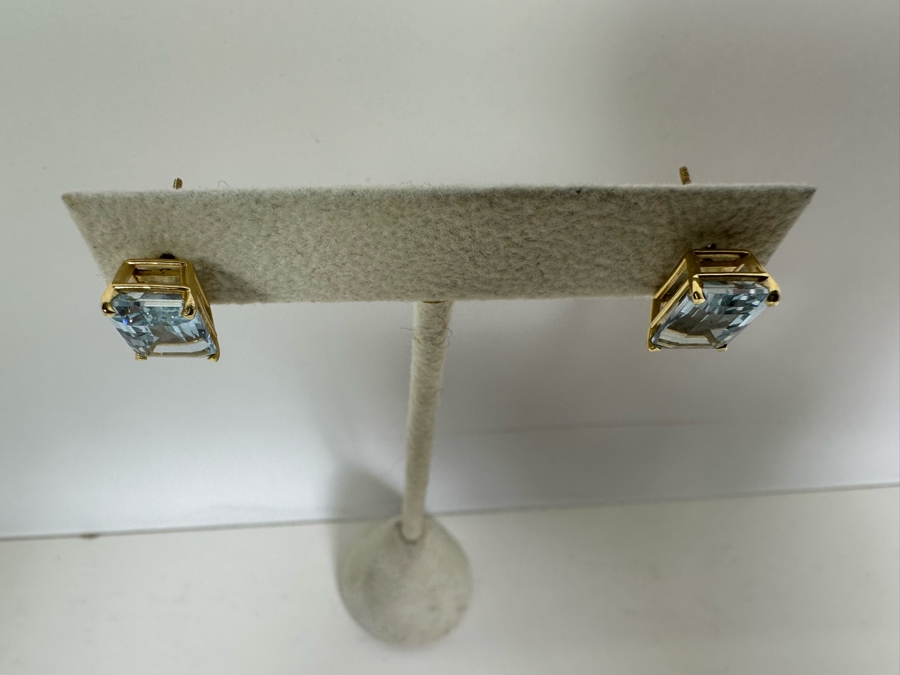 14K Gold Aquamarine Earrings 2.8g [Photo 14]