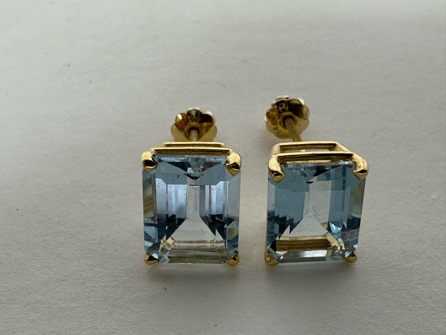 14K Gold Aquamarine Earrings 2.8g [Photo 18]