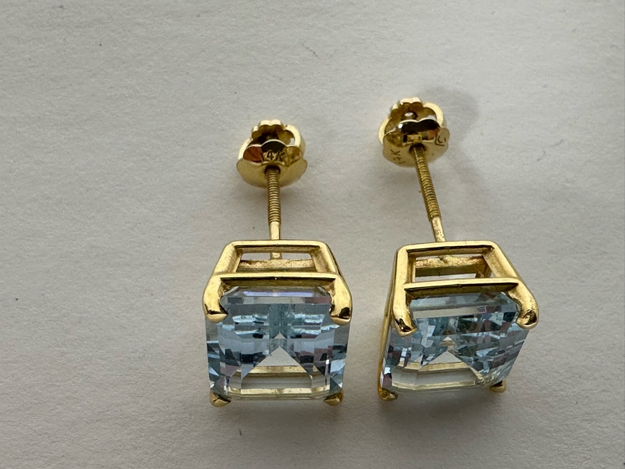 14K Gold Aquamarine Earrings 2.8g [Photo 19]