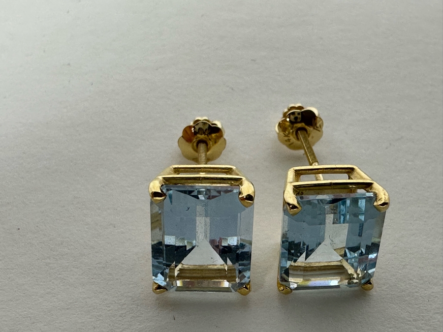 14K Gold Aquamarine Earrings 2.8g [Photo 17]