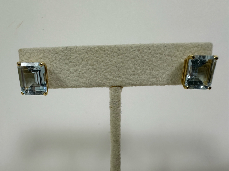 14K Gold Aquamarine Earrings 2.8g [Photo 7]