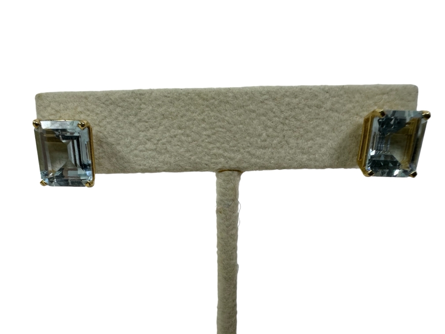 14K Gold Aquamarine Earrings 2.8g [Photo 3]
