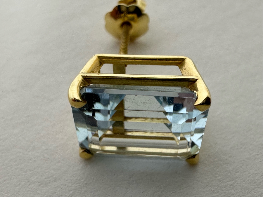 14K Gold Aquamarine Earrings 2.8g [Photo 23]